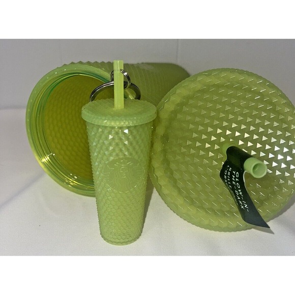 Starbucks Halloween Glow-in-Dark Lemongrass Studded Tumbler Venti w/ Keychain - Picture 7 of 9